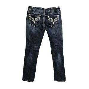 Vigoss Chelsea Straight Jeans Women's 9/10 Embellished Embroidered Distressed